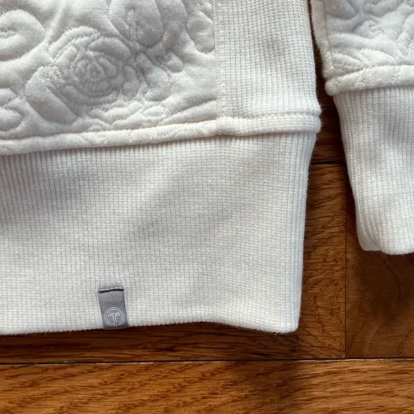 T by Talbots - Quilted Ivory Crewneck Sweatshirt - Large - Picture 3 of 6